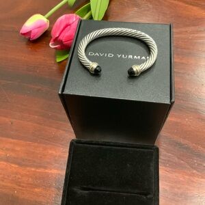 David Yurman Sterling 14k Yellow Gold Black Onyx Cable Classic Bracelet